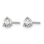14k White Gold 1/2 carat Certified Lab Grown Diamond VS+ F+ Round Complete Three Prong Stud Earrings