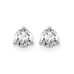 14k White Gold 1/2 carat Certified Lab Grown Diamond VS+ F+ Round Complete Three Prong Stud Earrings