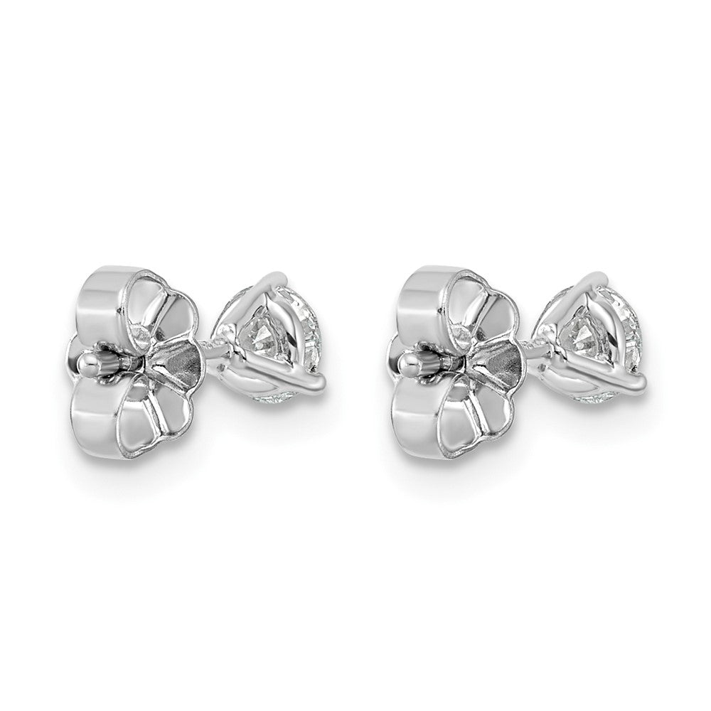 14k White Gold 1/2 carat Certified Lab Grown Diamond VS+ F+ Round Complete Three Prong Stud Earrings