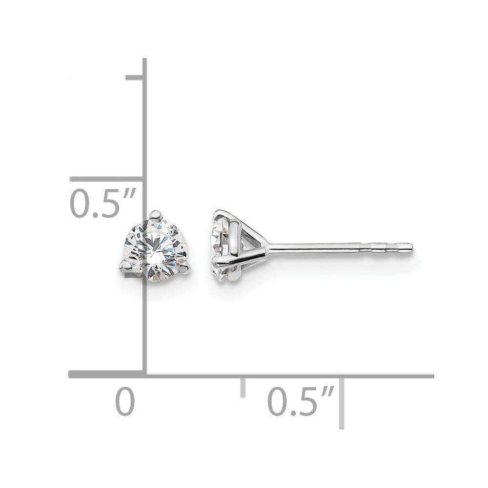 14k White Gold 1/2 carat Certified Lab Grown Diamond VS+ F+ Round Complete Three Prong Stud Earrings