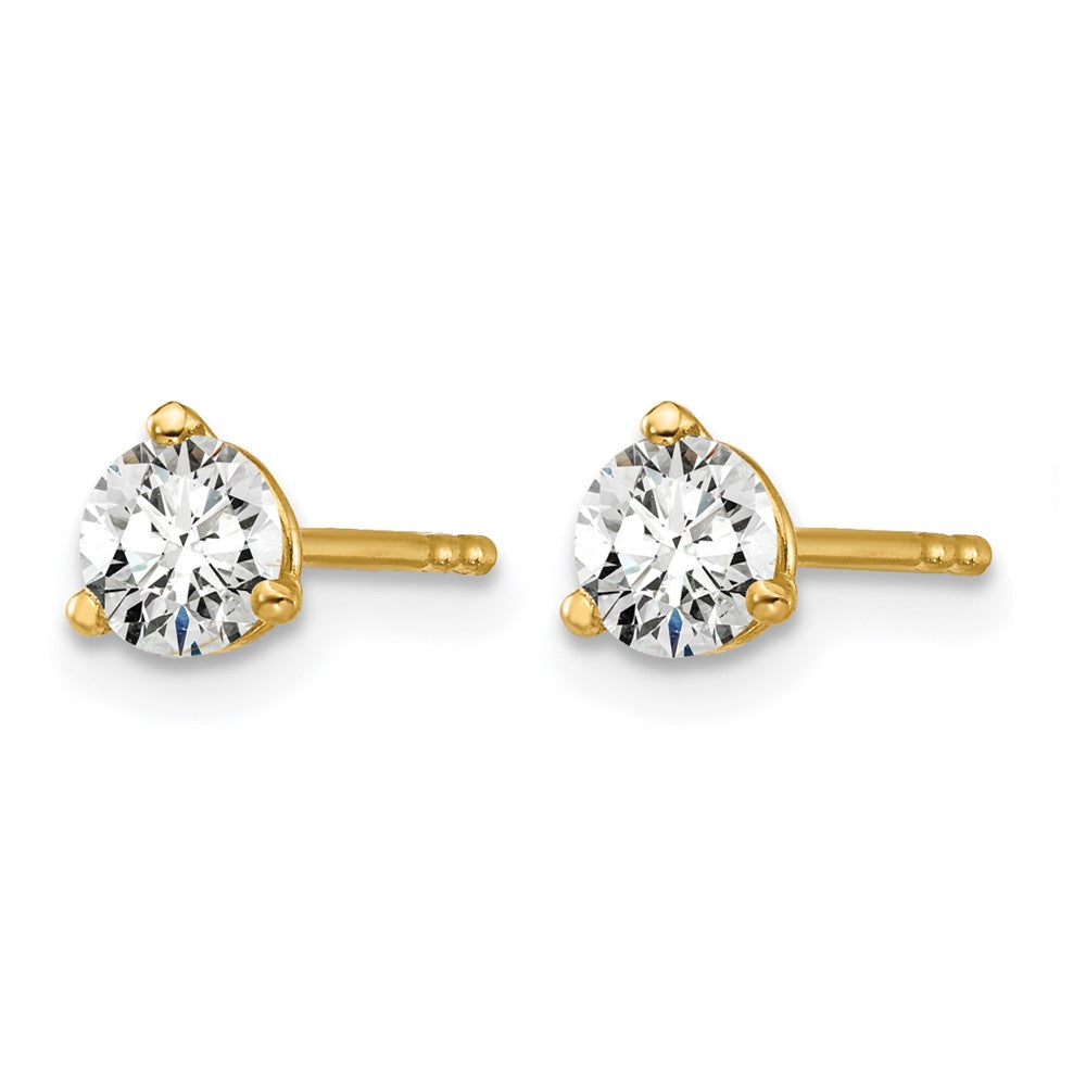 14k 1/2 carat Lab Grown Diamond VS/SI+ G+ Round Complete Three Prong Stud Earrings