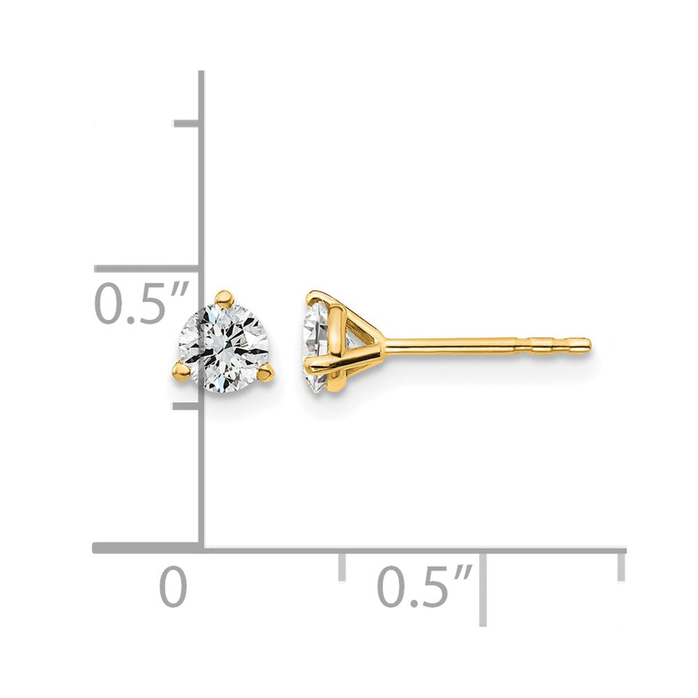 14k 1/2 carat Certified Lab Grown Diamond VS/SI+ G+ Round Complete Three Prong Stud Earrings