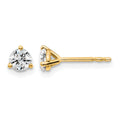 14k 1/2 carat Lab Grown Diamond VS/SI+ G+ Round Complete Three Prong Stud Earrings