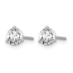 14k White Gold 5/8 carat Lab Grown Diamond VS+ F+ Round Complete Three Prong Stud Earrings
