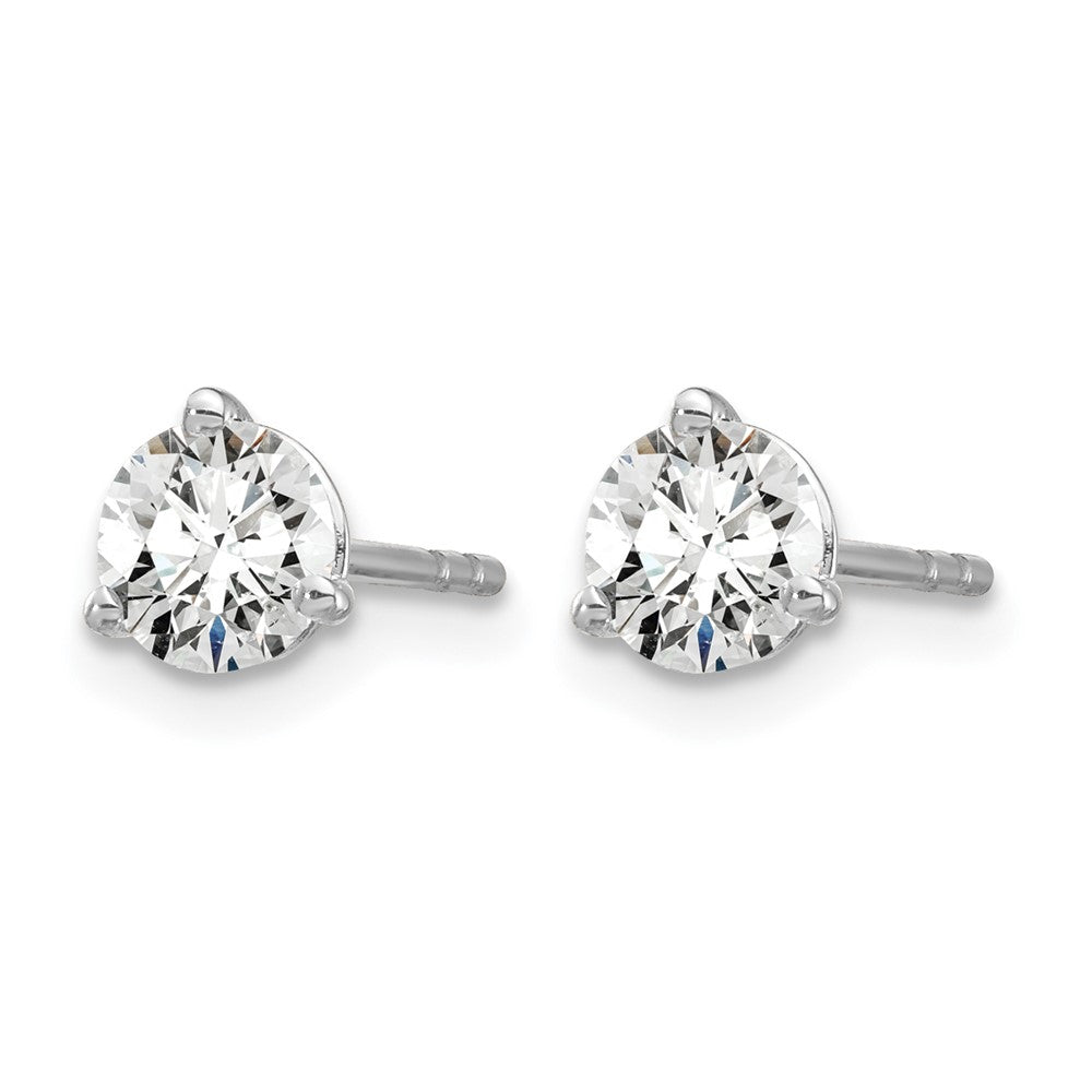 14k White Gold 5/8 carat Certified Lab Grown Diamond VS/SI+ G+ Round Complete Three Prong Stud Earrings