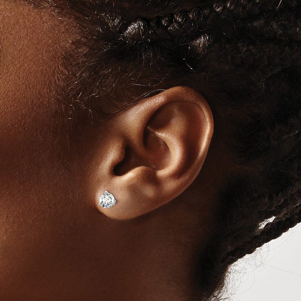 14k White Gold 5/8 carat Lab Grown Diamond VS+ F+ Round Complete Three Prong Stud Earrings