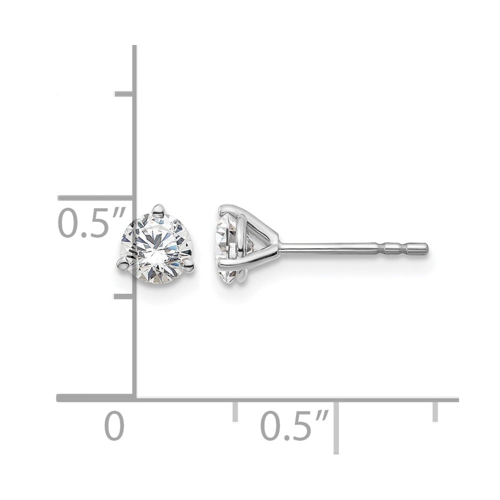 14k White Gold 5/8 carat Lab Grown Diamond VS+ F+ Round Complete Three Prong Stud Earrings