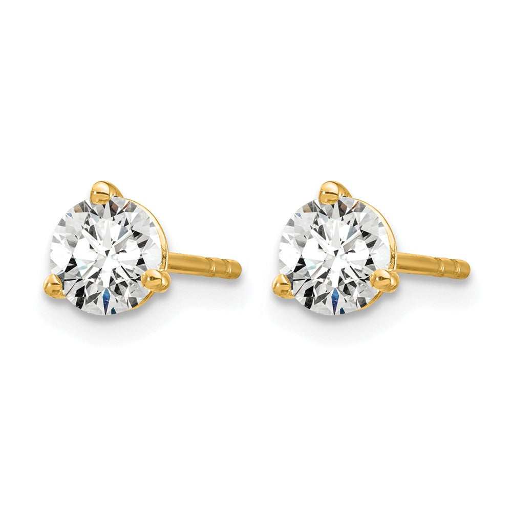 14k 5/8 carat Certified Lab Grown Diamond VS+ F+ Round Complete Three Prong Stud Earrings