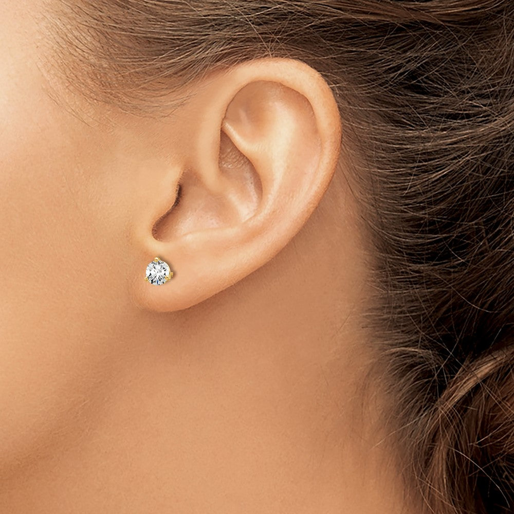 14k 5/8 carat Lab Grown Diamond VS+ F+ Round Complete Three Prong Stud Earrings