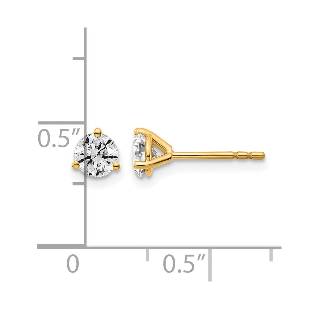 14k 5/8 carat Certified Lab Grown Diamond VS/SI+ G+ Round Complete Three Prong Stud Earrings