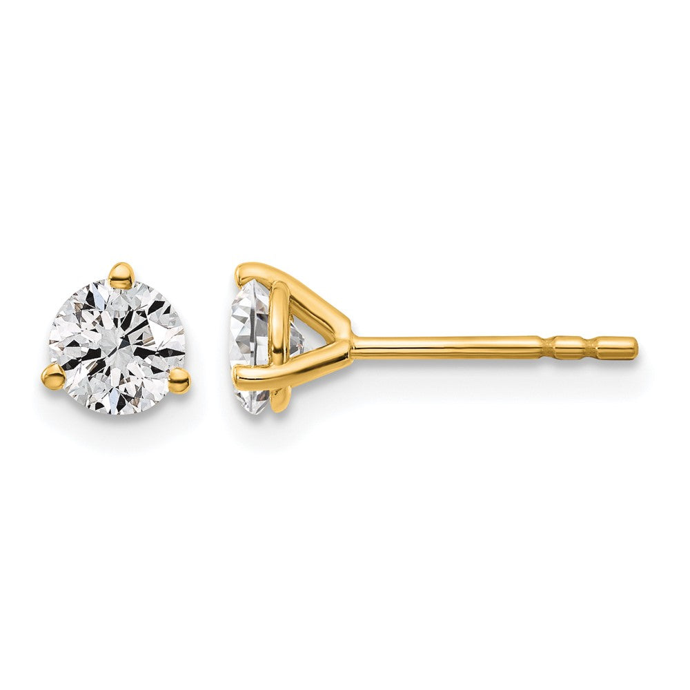 14k 5/8 carat Certified Lab Grown Diamond VS/SI+ G+ Round Complete Three Prong Stud Earrings