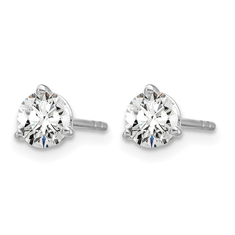 14k White Gold 3/4 carat Certified Lab Grown Diamond VS/SI+ G+ Round Complete Three Prong Stud Earrings