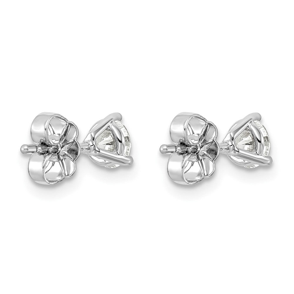 14k White Gold 3/4 carat Lab Grown Diamond VS/SI+ G+ Round Complete Three Prong Stud Earrings
