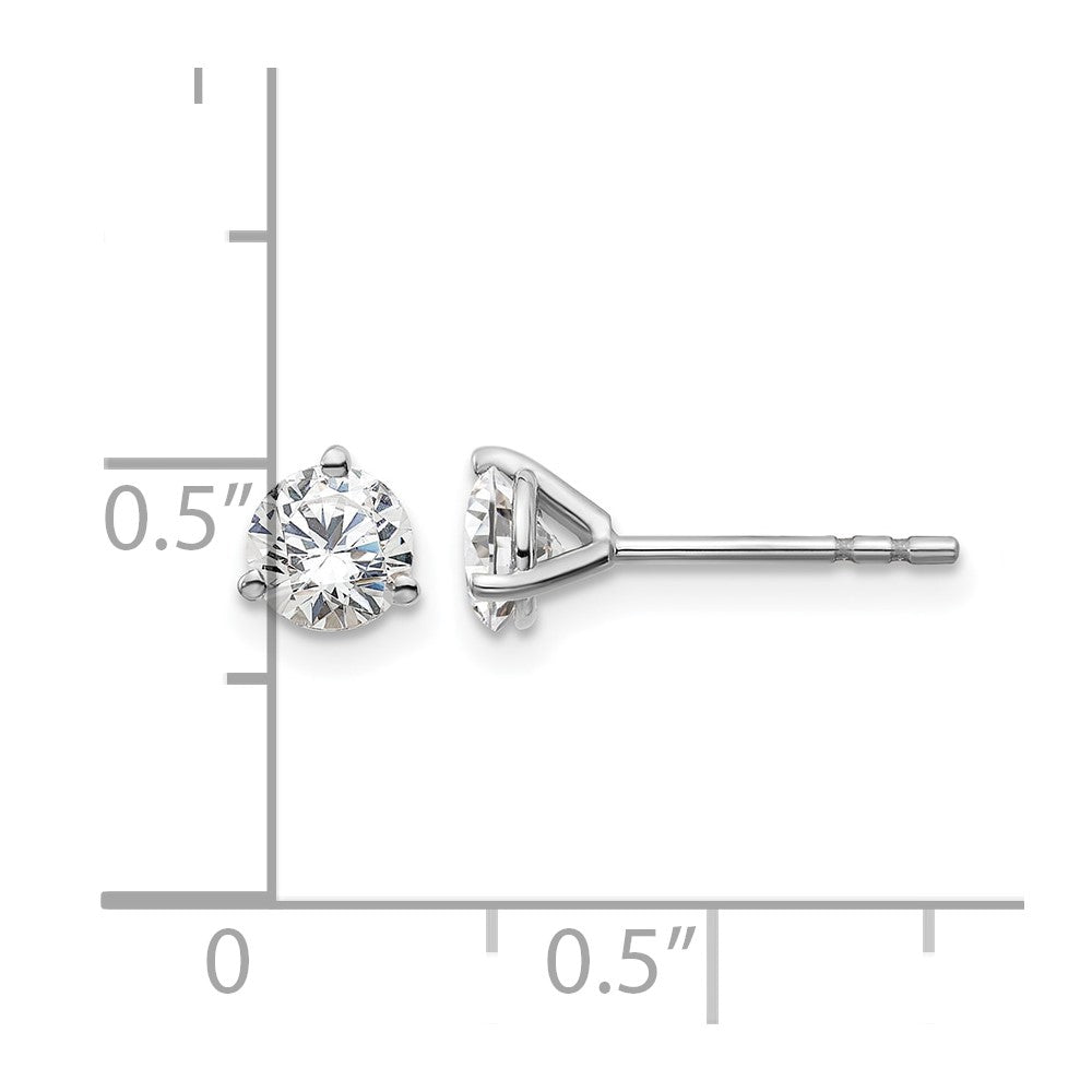 14k White Gold 3/4 carat Certified Lab Grown Diamond VS+ F+ Round Complete Three Prong Stud Earrings