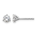 14k White Gold 3/4 carat Lab Grown Diamond VS/SI+ G+ Round Complete Three Prong Stud Earrings