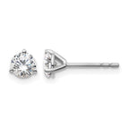 14k White Gold 3/4 carat Lab Grown Diamond VS/SI+ G+ Round Complete Three Prong Stud Earrings