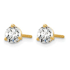 14k 3/4 carat Lab Grown Diamond VS+ F+ Round Complete Three Prong Stud Earrings