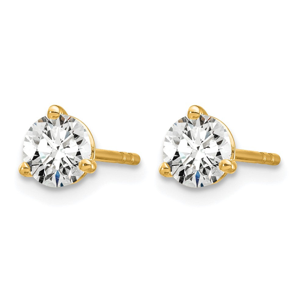 14k 3/4 carat Lab Grown Diamond VS+ F+ Round Complete Three Prong Stud Earrings
