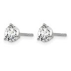 14k White Gold 1 carat Lab Grown Diamond VS/SI+ G+ Round Complete Three Prong Stud Earrings