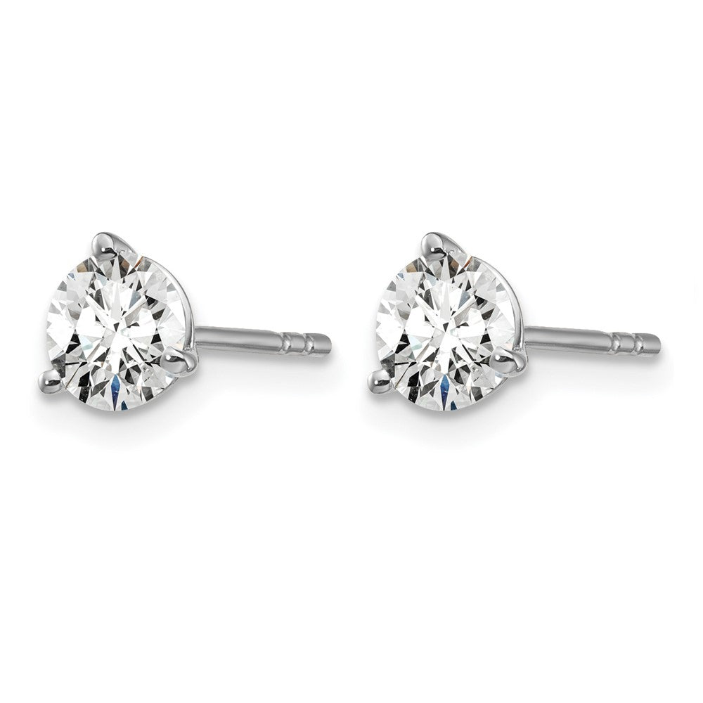 14k White Gold 1 carat Lab Grown Diamond VS/SI+ G+ Round Complete Three Prong Stud Earrings