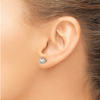 14k White Gold 1 carat Lab Grown Diamond VS+ F+ Round Complete Three Prong Stud Earrings