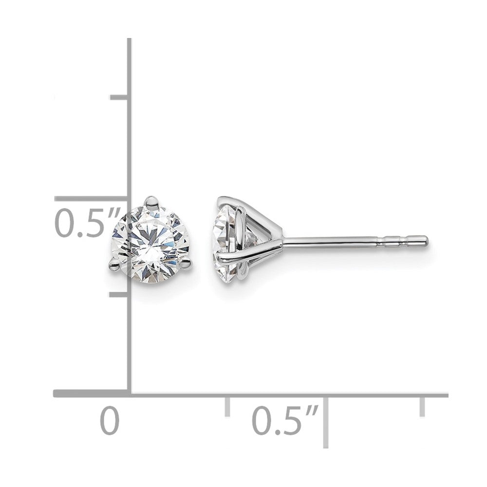 14k White Gold 1 carat Lab Grown Diamond VS+ F+ Round Complete Three Prong Stud Earrings