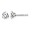 14k White Gold 1 carat Lab Grown Diamond VS+ F+ Round Complete Three Prong Stud Earrings