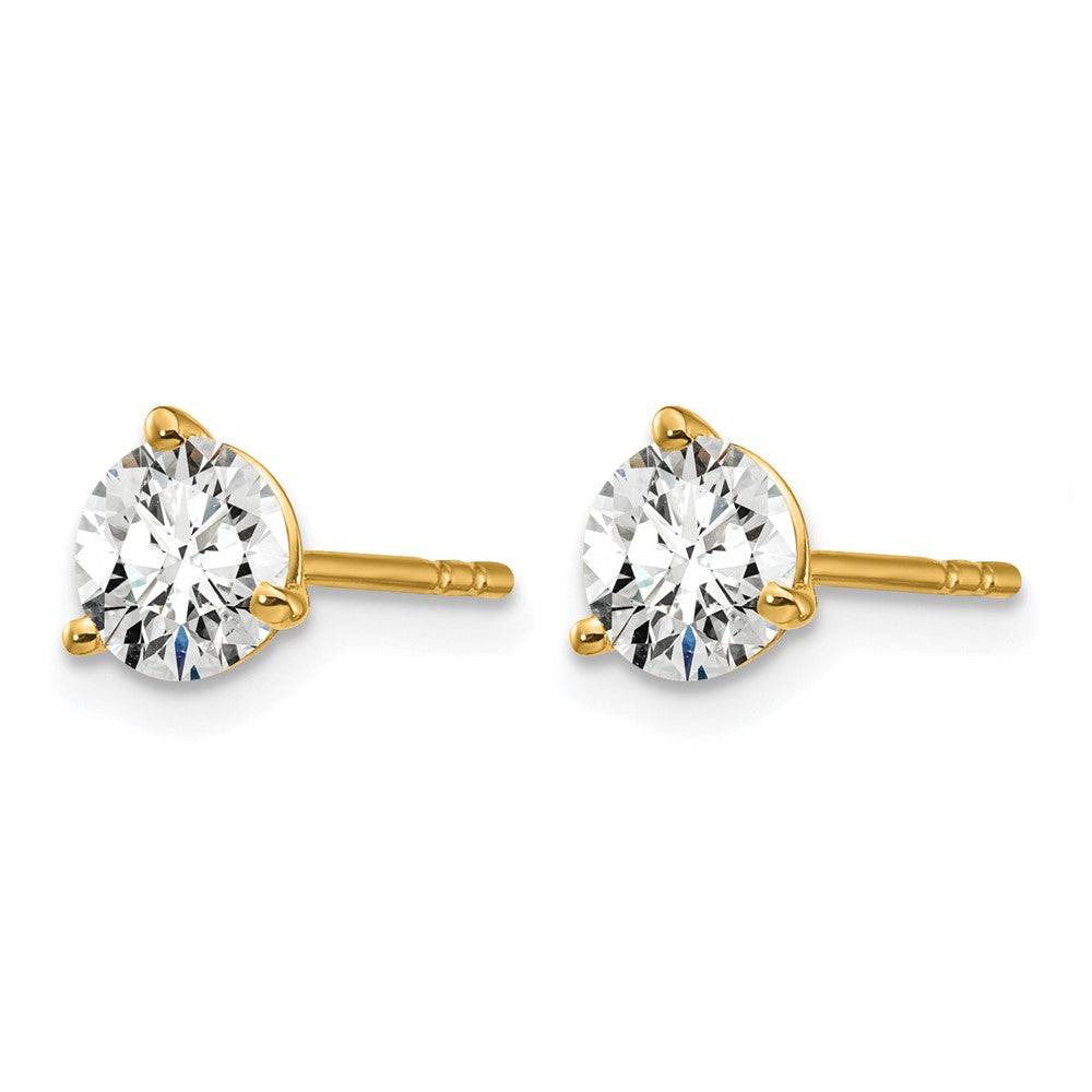14k 1 carat Lab Grown Diamond VS+ F+ Round Complete Three Prong Stud Earrings