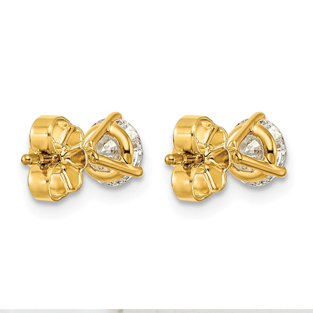 14k 1 carat Certified Lab Grown Diamond VS/SI+ G+ Round Complete Three Prong Stud Earrings