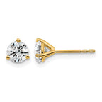 14k 1 carat Certified Lab Grown Diamond VS/SI+ G+ Round Complete Three Prong Stud Earrings