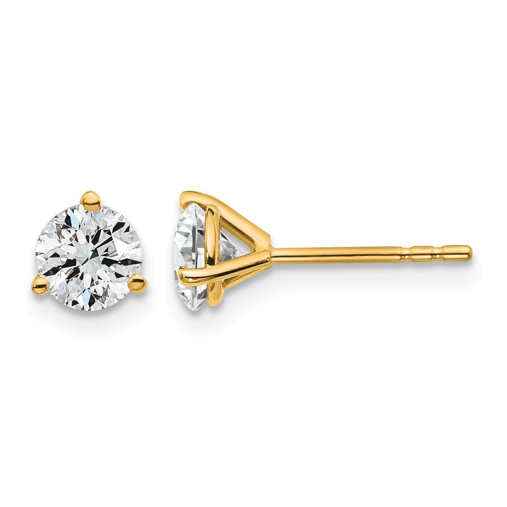14k 1 carat Lab Grown Diamond VS/SI+ G+ Round Complete Three Prong Stud Earrings