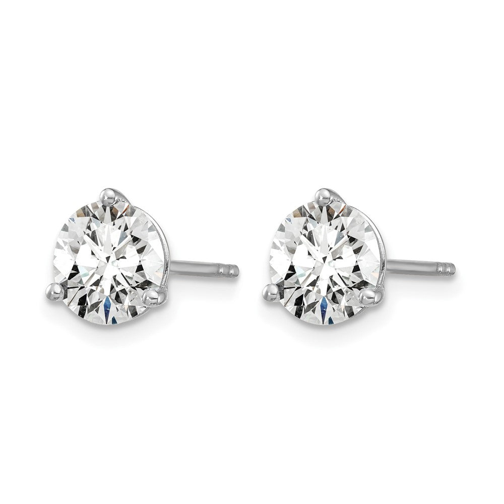 14k White Gold 1 1/2 carat Certified Lab Grown Diamond VS/SI+ G+ Round Complete Three Prong Stud Earrings