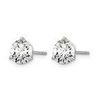 14k White Gold 1 1/2 carat Certified Lab Grown Diamond VS/SI+ G+ Round Complete Three Prong Stud Earrings