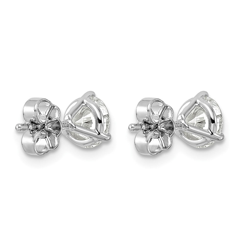 14k White Gold 1 1/2 carat Lab Grown Diamond VS/SI+ G+ Round Complete Three Prong Stud Earrings