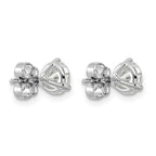 14k White Gold 1 1/2 carat Lab Grown Diamond VS/SI+ G+ Round Complete Three Prong Stud Earrings