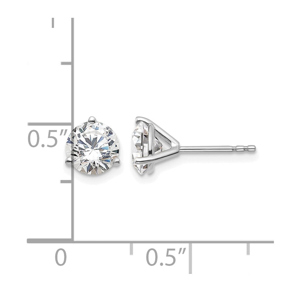 14k White Gold 1 1/2 carat Certified Lab Grown Diamond VS/SI+ G+ Round Complete Three Prong Stud Earrings