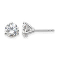 14k White Gold 1 1/2 carat Lab Grown Diamond VS/SI+ G+ Round Complete Three Prong Stud Earrings