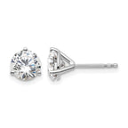 14k White Gold 1 1/2 carat Lab Grown Diamond VS/SI+ G+ Round Complete Three Prong Stud Earrings