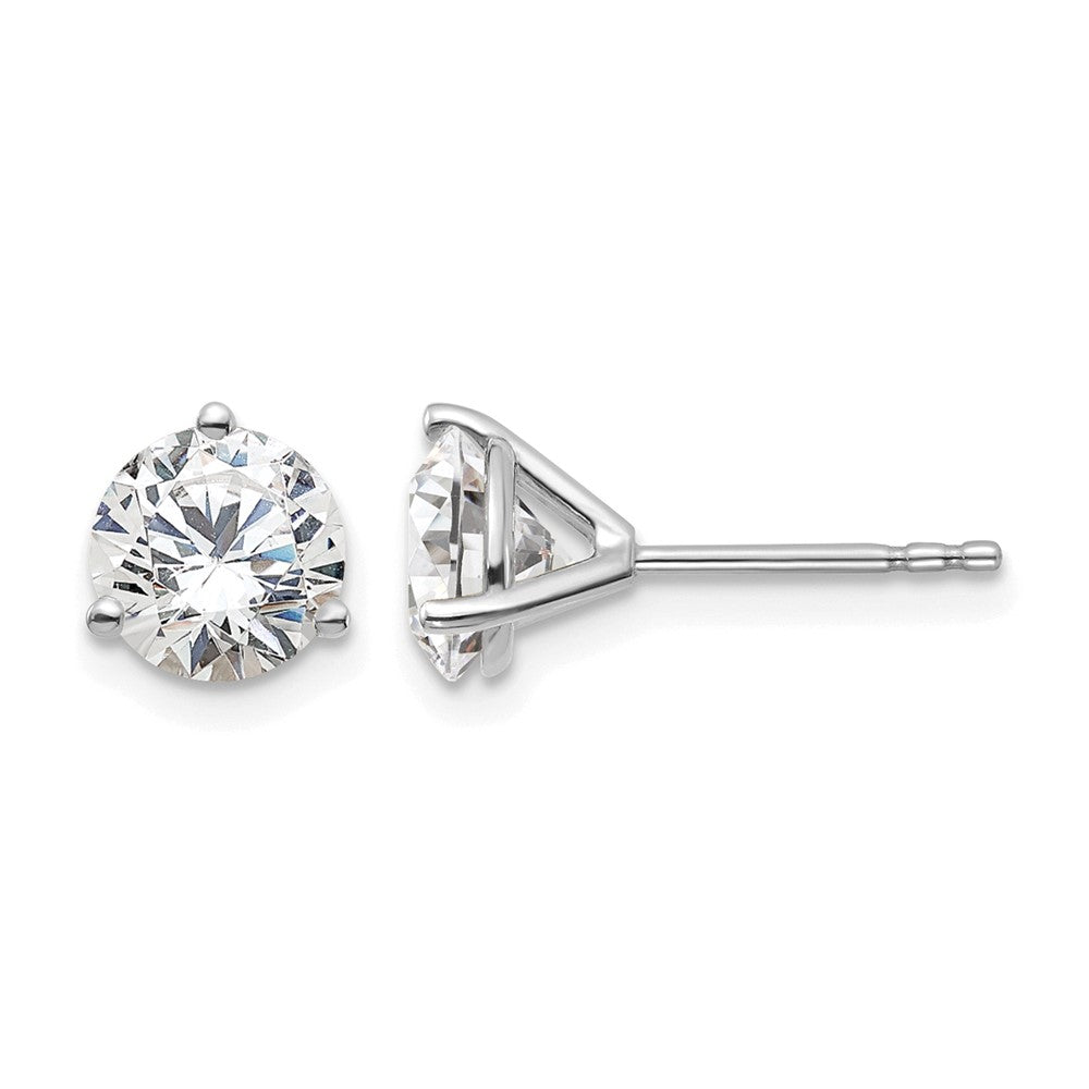 14k White Gold 1 1/2 carat Lab Grown Diamond VS/SI+ G+ Round Complete Three Prong Stud Earrings