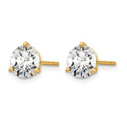 14k 1 1/2 carat Lab Grown Diamond VS/SI+ G+ Round Complete Three Prong Stud Earrings