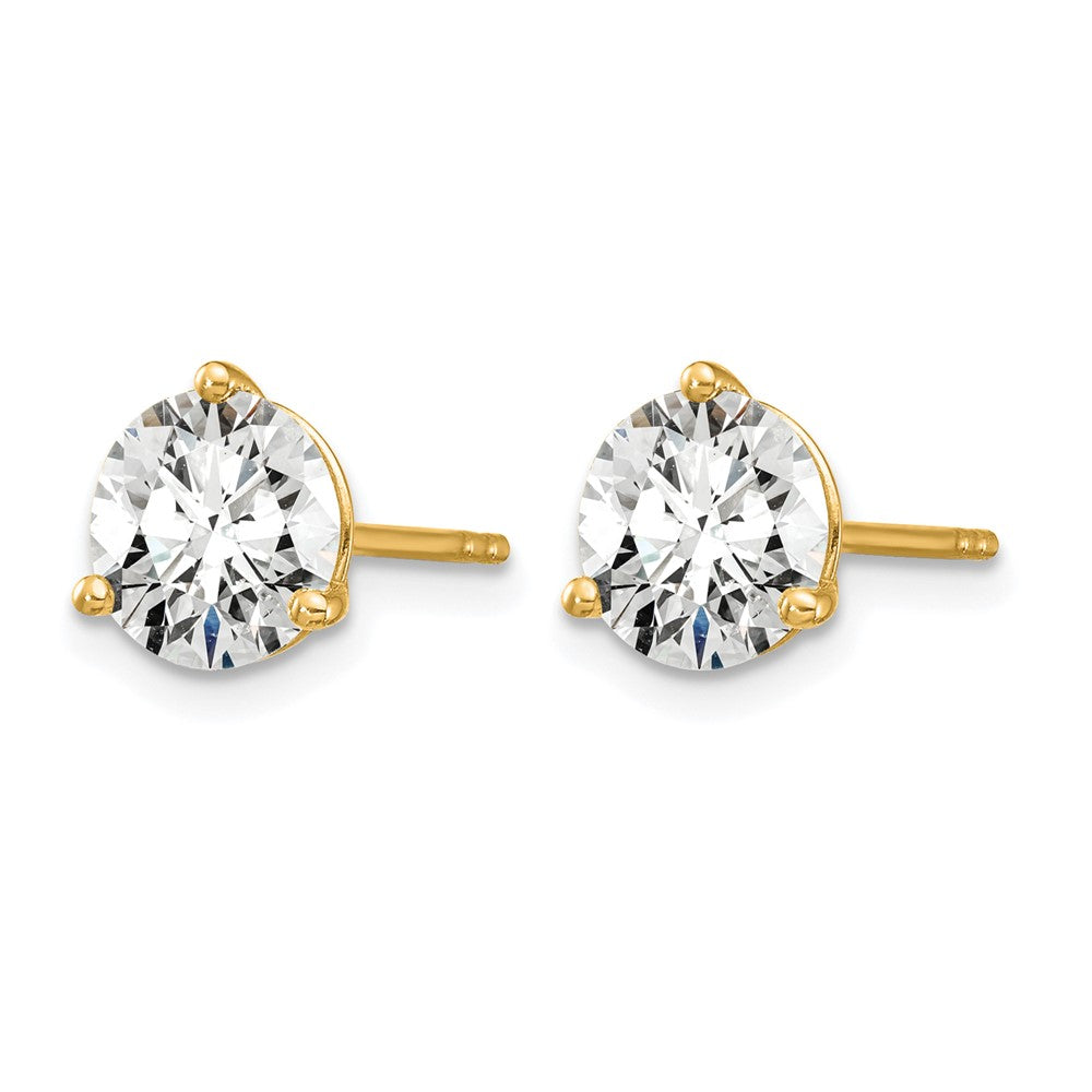14k White Gold 1 1/2 carat Certified Lab Grown Diamond VS/SI+ G+ Round Complete Three Prong Stud Earrings
