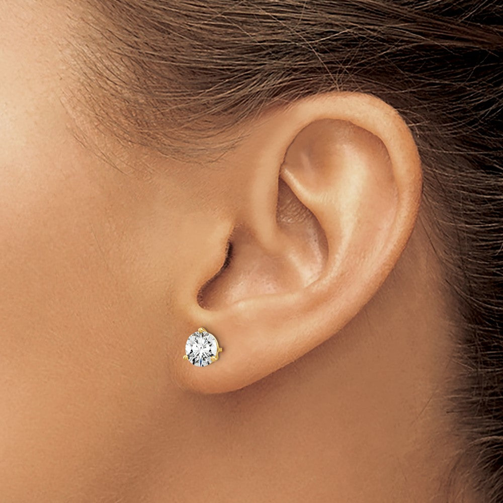 14k 1 1/2 carat Lab Grown Diamond VS/SI+ G+ Round Complete Three Prong Stud Earrings