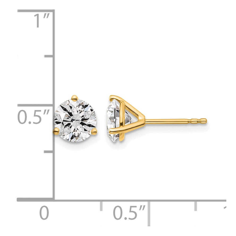 14k 1 1/2 carat Lab Grown Diamond VS/SI+ G+ Round Complete Three Prong Stud Earrings