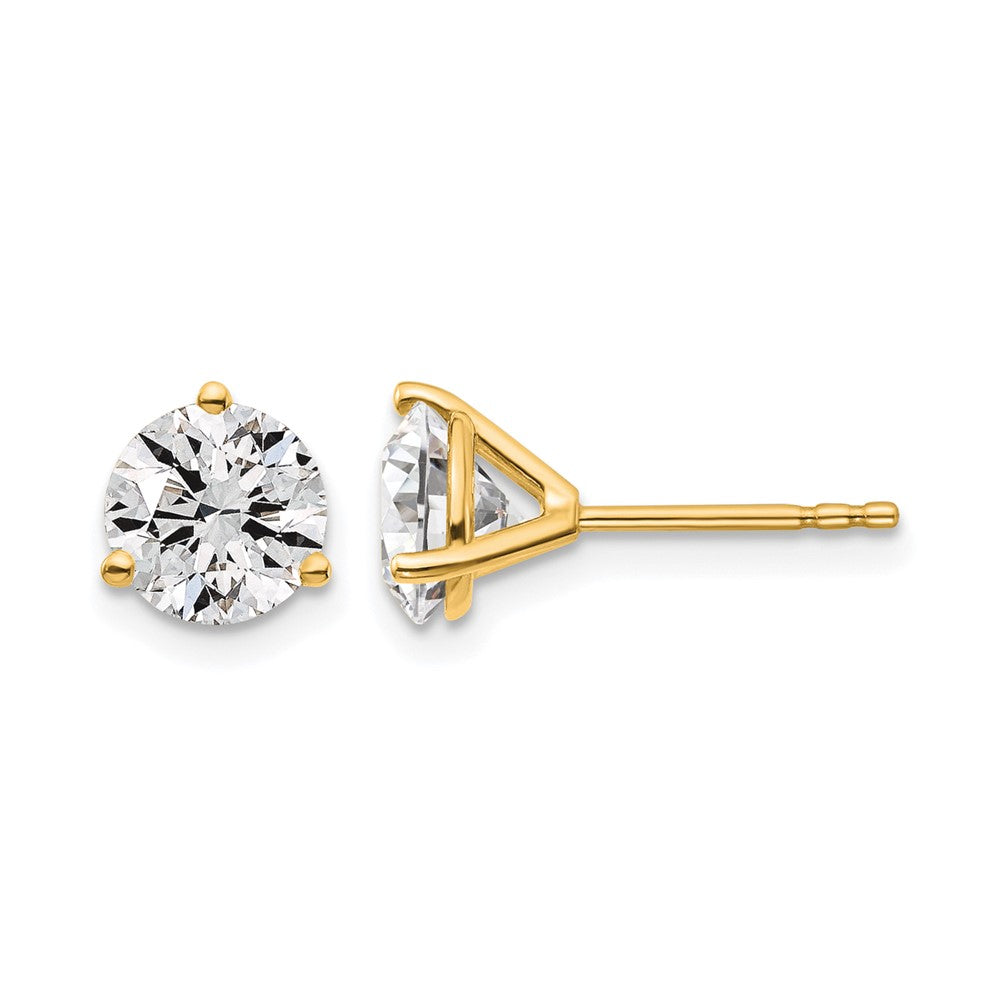 14k 1 1/2 carat Lab Grown Diamond VS/SI+ G+ Round Complete Three Prong Stud Earrings