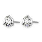 14k White Gold 2 carat Lab Grown Diamond VS/SI+ G+ Round Complete Three Prong Stud Earrings