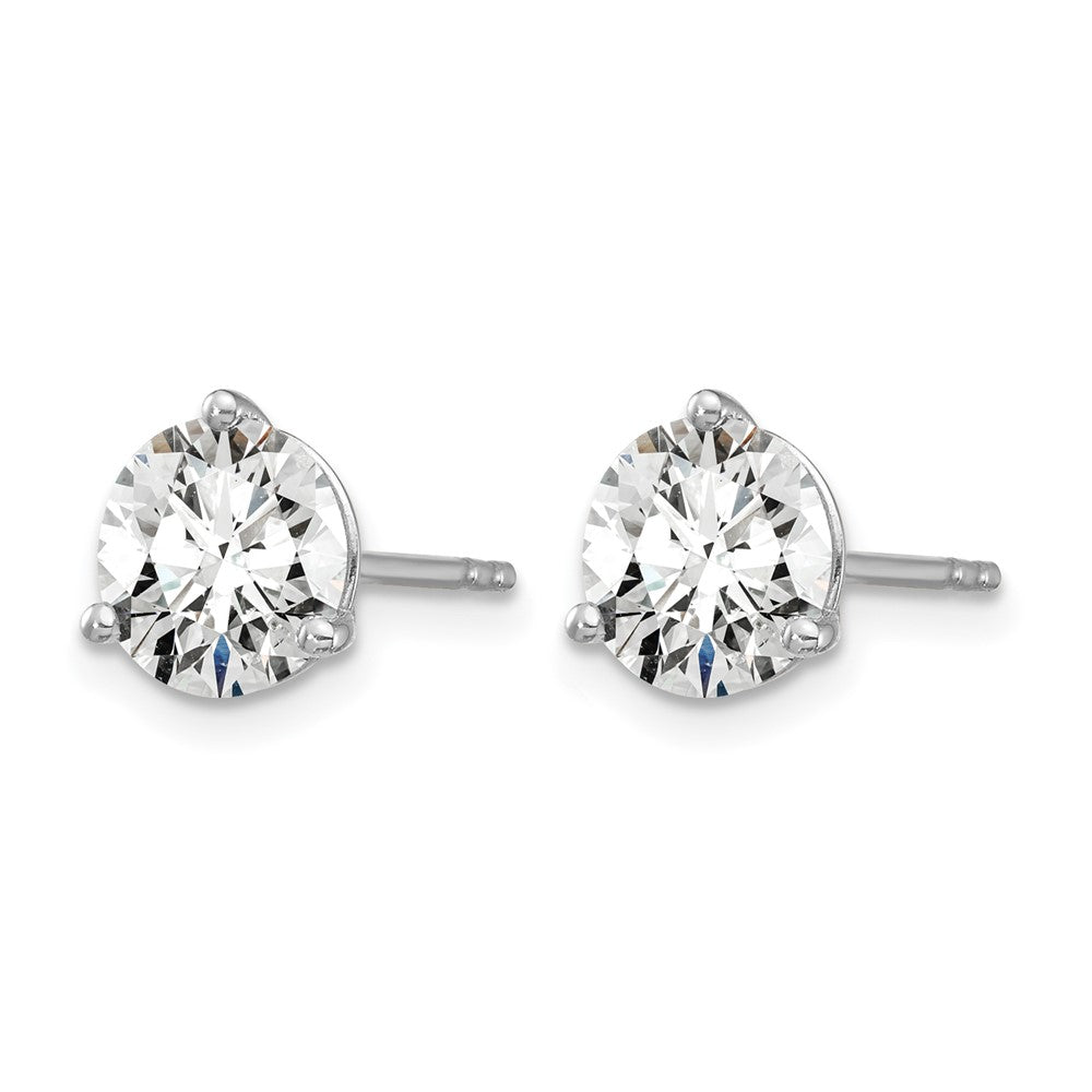 14k White Gold 2 carat Certified Lab Grown Diamond VS/SI+ G+ Round Complete Three Prong Stud Earrings
