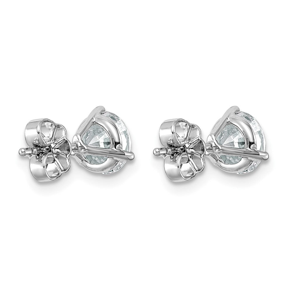 14k White Gold 2 carat Lab Grown Diamond VS/SI+ G+ Round Complete Three Prong Stud Earrings