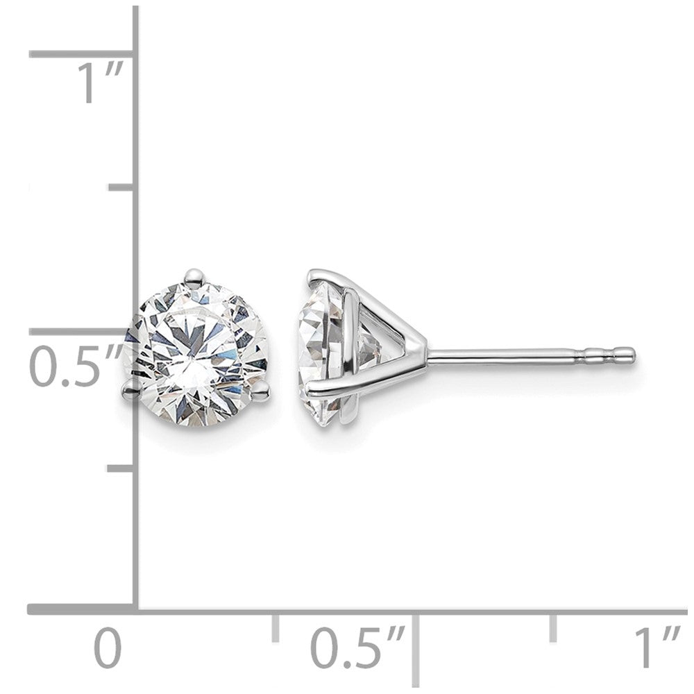 14k White Gold 2 carat Lab Grown Diamond VS/SI+ G+ Round Complete Three Prong Stud Earrings