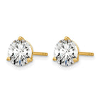 14k 2 carat Lab Grown Diamond VS/SI+ G+ Round Complete Three Prong Stud Earrings