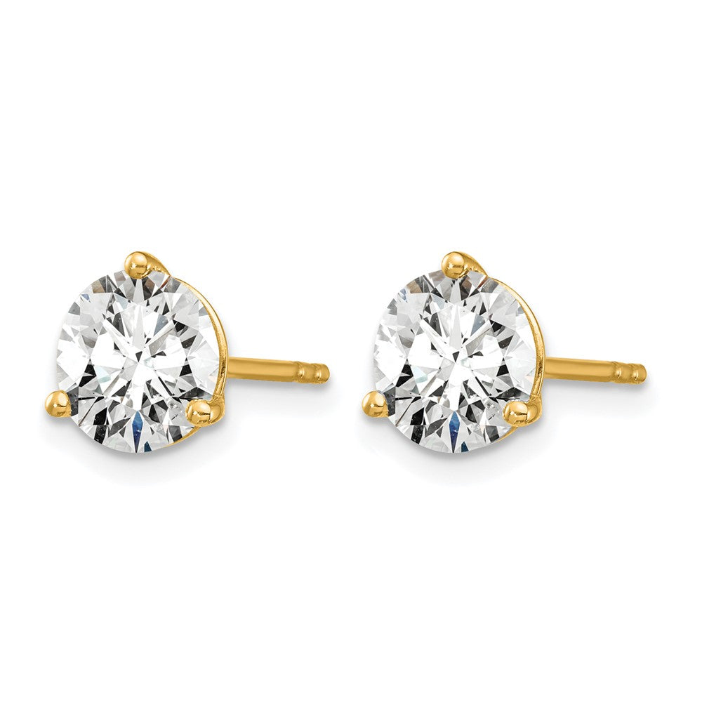 14k 2 carat Certified Lab Grown Diamond VS/SI+ G+ Round Complete Three Prong Stud Earrings